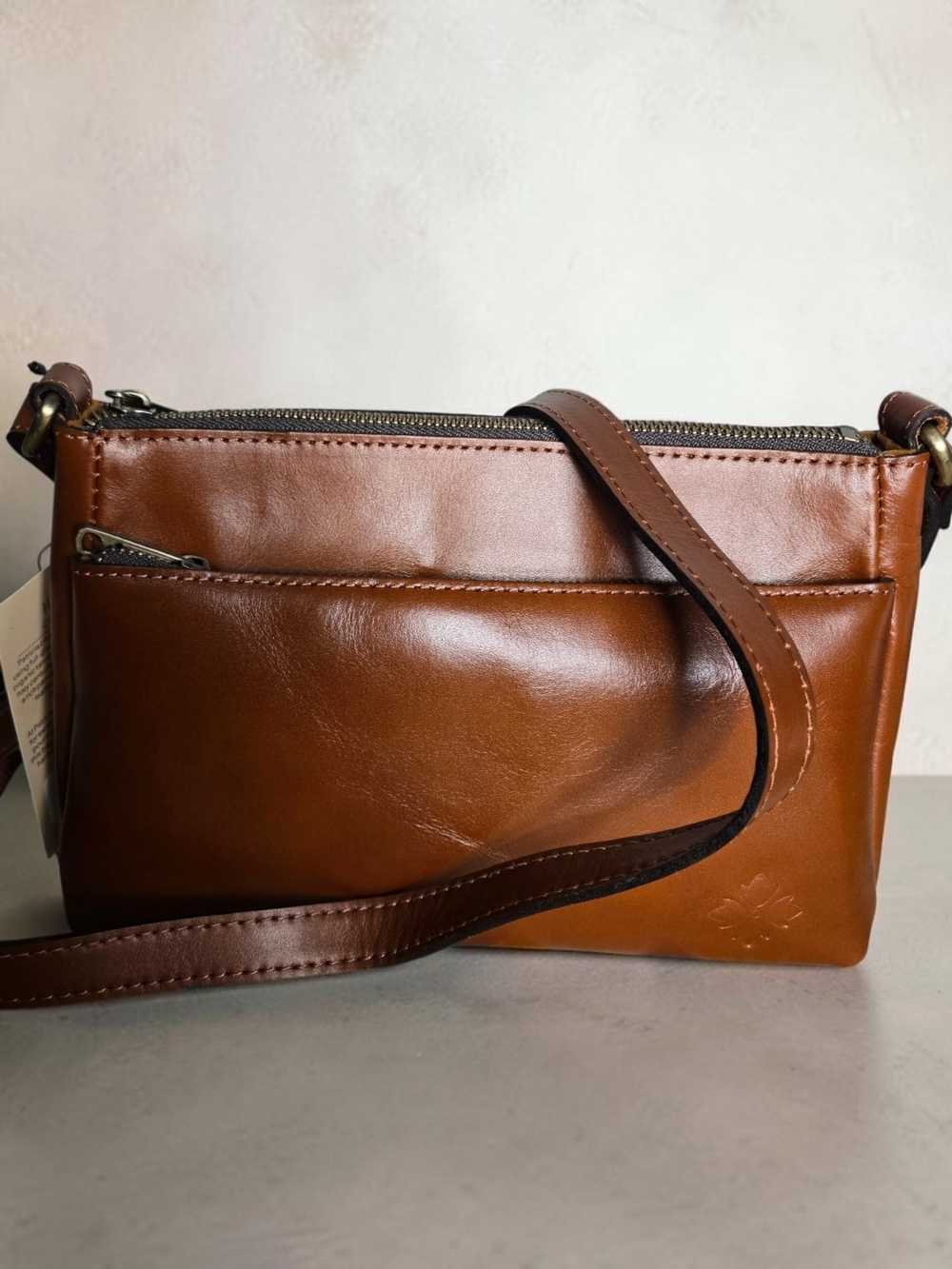 Patricia Nash Heritage Collection Valenza Leather Crossbody Bag Brown Tan NWT